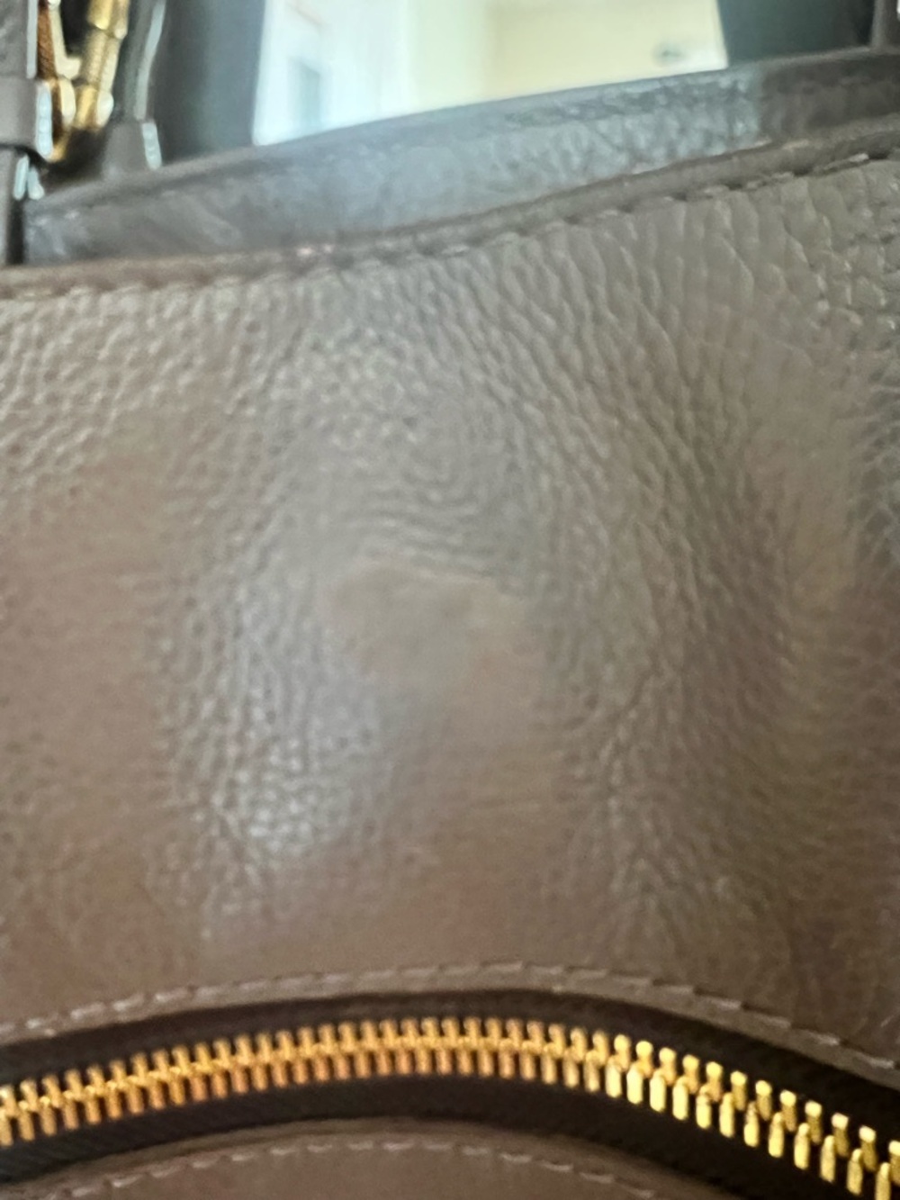 orYANY Slate Gray Leather Shoulder Bag with Gold Hardware - Picture 12 of 13